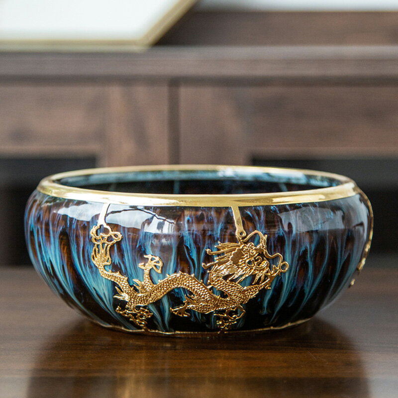 晟窯純手工茶洗家用陶瓷水洗金鑲玉建盞茶渣桶建水功夫茶具零配件協貿國際日用品生活8館