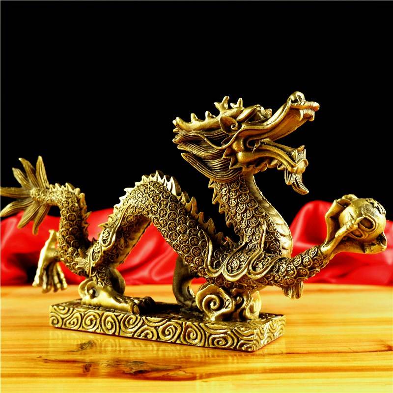 銅器 五爪銅龍金龍 办公室 客厅 招财 開運 鎮宅辟邪 工芸品 美術品 置物 精工纯铜盘龙元宝龙招财龙生肖龙五爪金龙