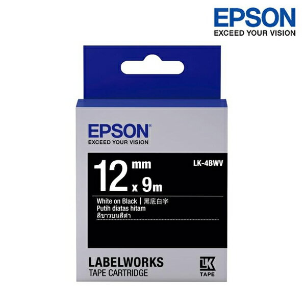 EPSON LK-4BWV 黑底白字 標籤帶 粉彩系列 (寬度12mm) 標籤貼紙 S654415