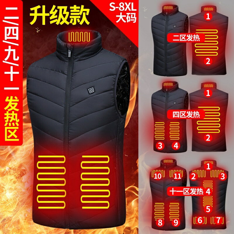 發熱馬甲 USB九區立領智慧馬夾電熱男女發熱服恆溫全身背心 電熱衣服 外套 USB發熱服 發熱外套 電熱馬甲 發