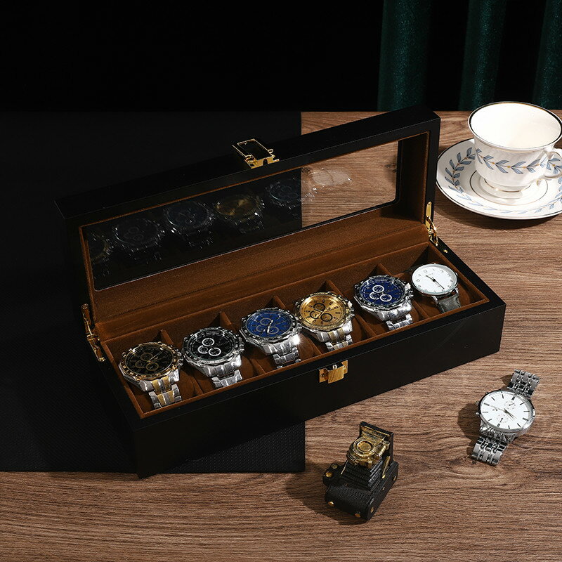 手錶收納盒 實木質手表收納盒家用首飾盒子手表盒腕表架簡約歐式表箱表盒收藏【HZ61626】