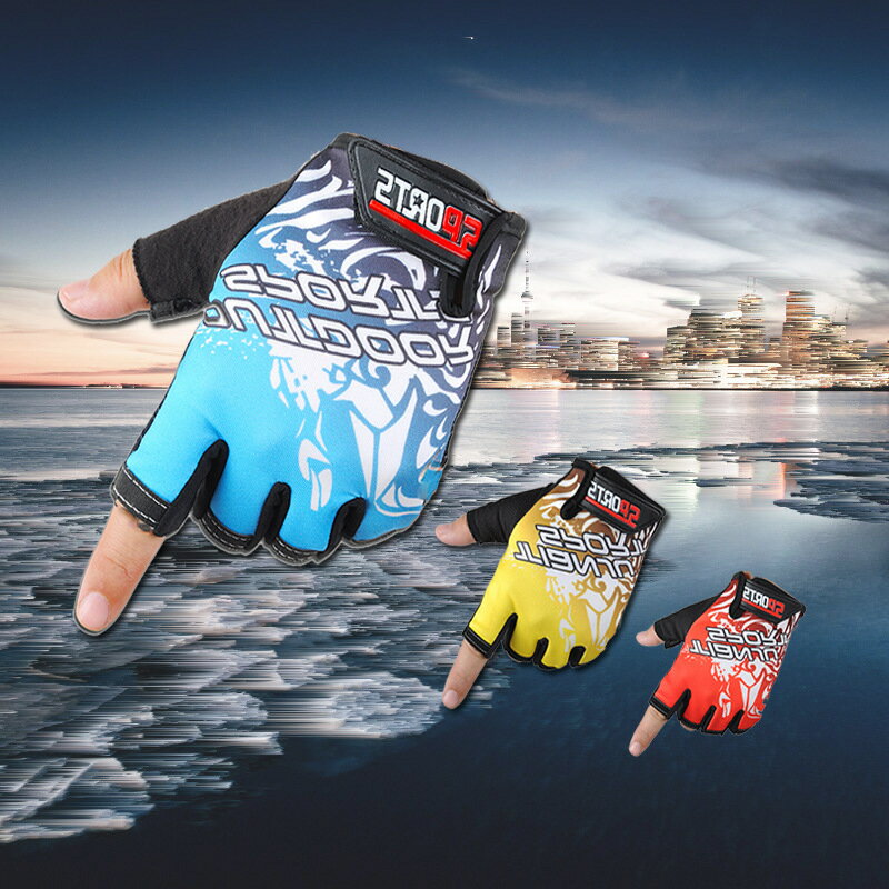 男夏薄防滑女防曬運動登山騎行鍛煉健身漏指戰術半指手套半指運動鑫弘-戶外運動