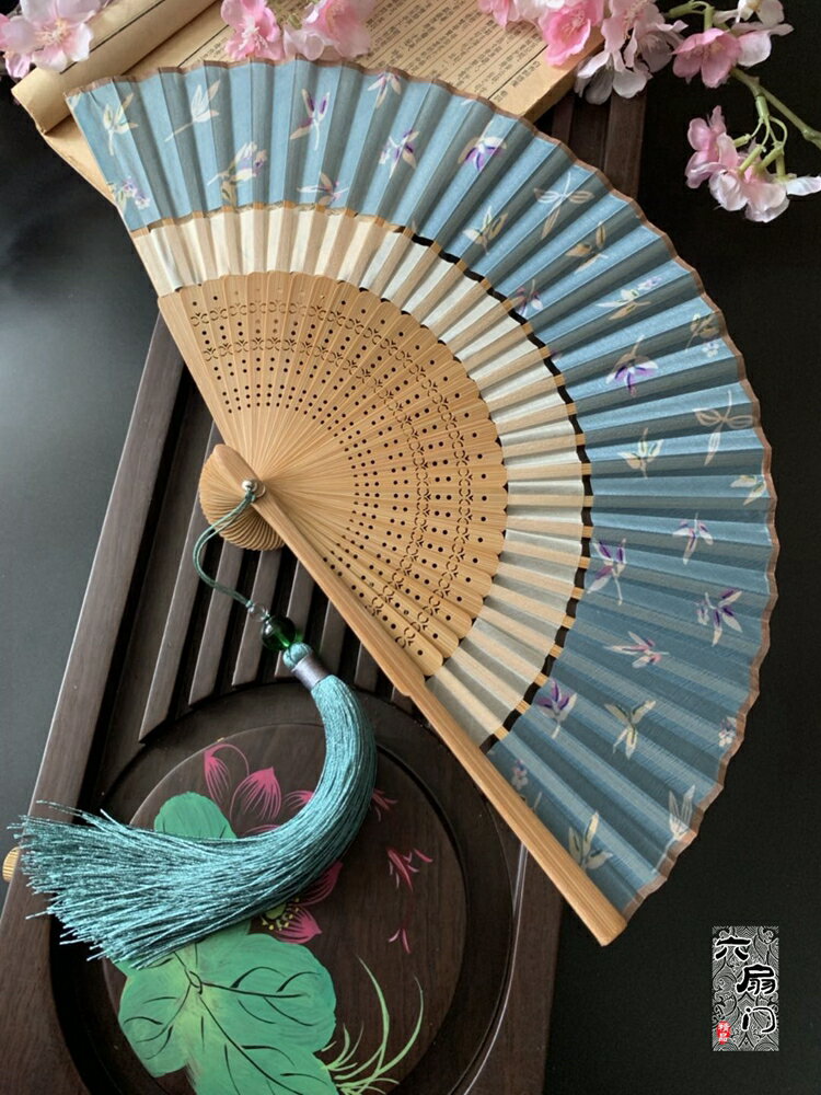 古風摺扇 中國風雙節扇折疊布面復古風旗袍漢服小摺扇子隨身便攜夏季女舞蹈 『xxs13016』