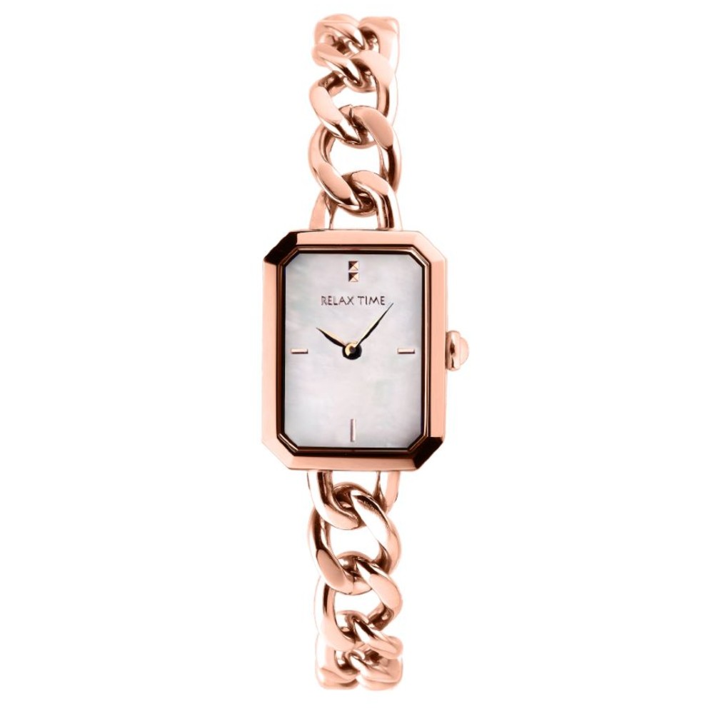 Relax Time RT-109-2-03 長方手鍊風格女錶 玫瑰金 白 22mm｜樂天領券現折★全館特惠中★指定刷卡回饋10%