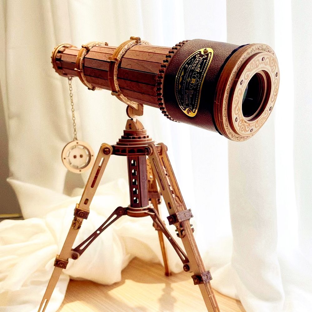 若態若客單筒望遠鏡ST004木質拼插模型 diy立體手工新款創意玩具