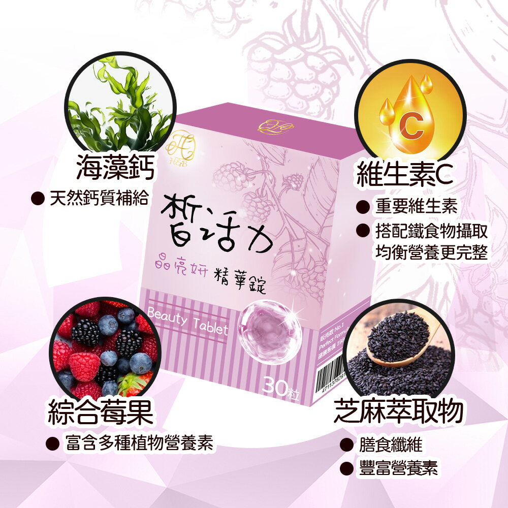 台灣皙活力 晶亮妍精華錠 維生素C 芝麻萃取物 流行鏈球菌發酵物【領券滿額再折千12/31止】 1