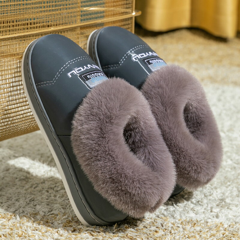 包跟棉拖鞋男士冬天室內居家用加厚防水保暖帶后跟棉鞋女秋冬季