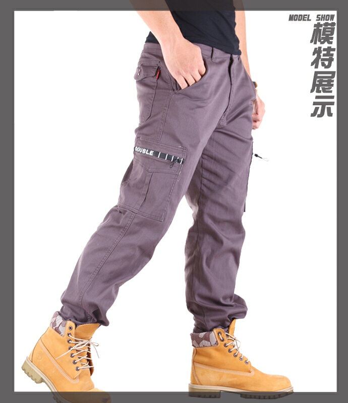 潮流修身工作褲 拉鍊式大側袋 高彈力 透氣 兩色【CS衣舖】#9120 8