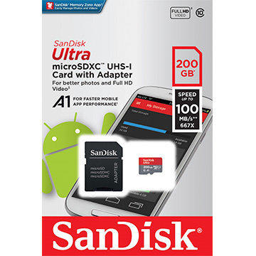 SanDisk MicroSDHC 200G Class10 UHS-1 TF記憶卡 展碁公司貨 終身保【台中恐龍電玩】