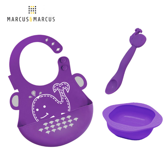 【加拿大 Marcus & Marcus】動物樂園餵食禮盒組 - 鯨魚 (紫)