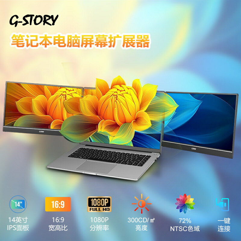 【台灣公司 可開發票】GSTORY便攜顯示器雙屏開會討論筆記本電腦炒股戶外辦公專用顯示器