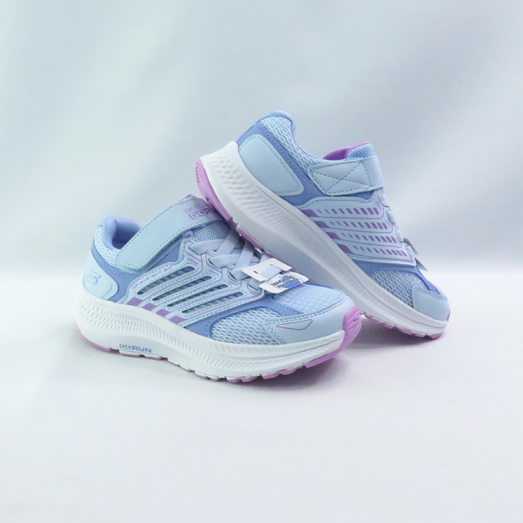 SKECHERS 319058LBLU 中大童 運動鞋 買鞋送襪 魔鬼氈 網布 粉藍【iSport愛運動】