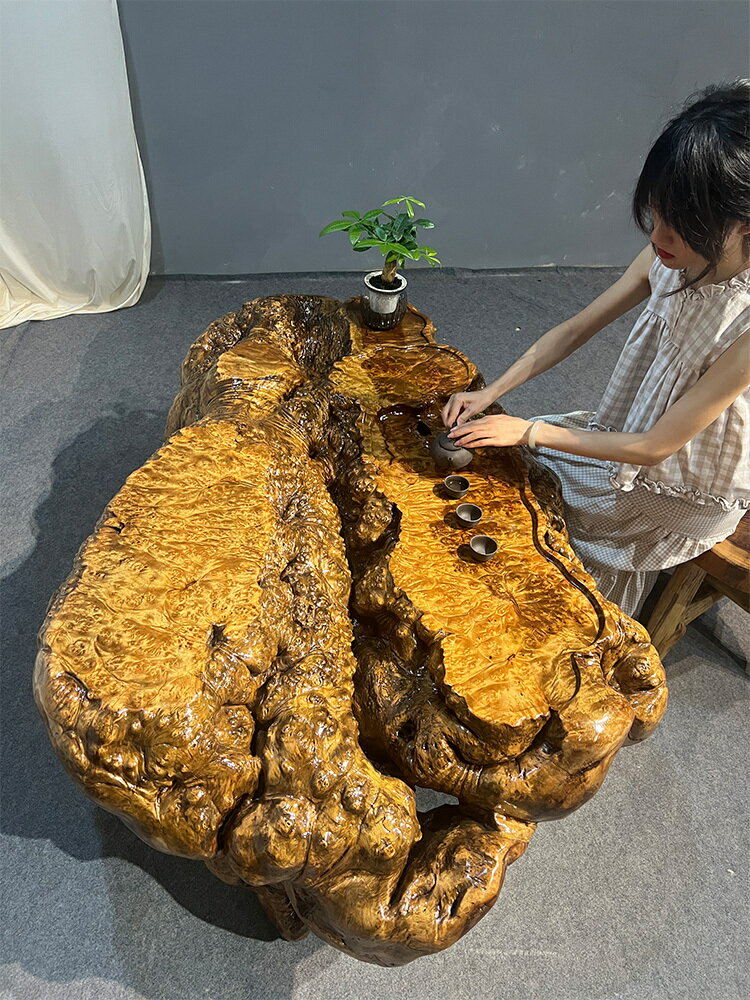 公司貨 免運可開票 支援定製 實木樹根茶幾茶桌緬甸黃金樟根雕茶臺樹頭小木雕家用客廳陽臺茶臺根雕源頭 來圖定製