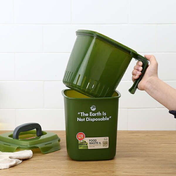 🔥熱賣款🔥樂扣樂扣廚房垃圾桶乾溼分離廚餘垃圾桶塑膠桶辦公桌面帶蓋茶桶