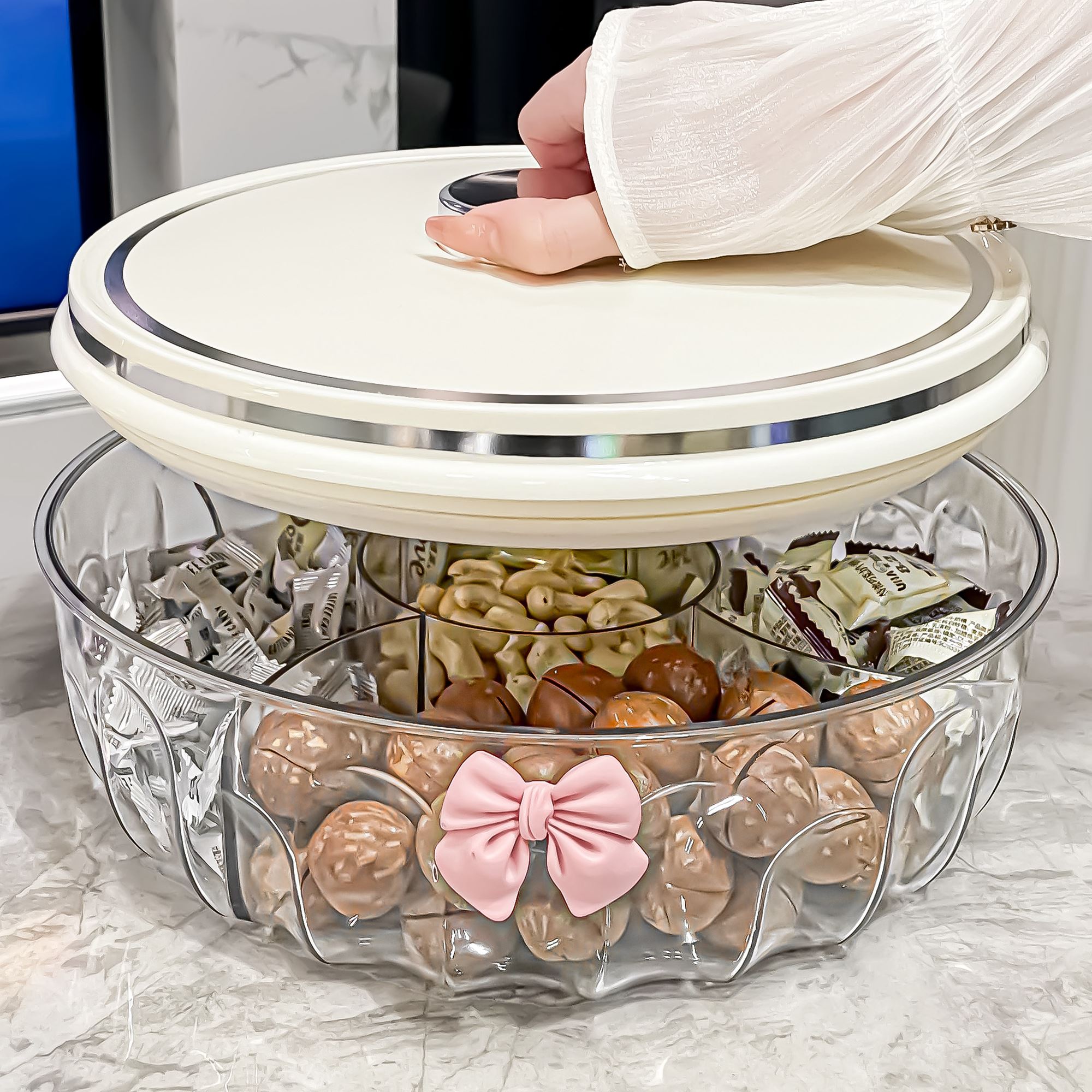 干果盤客廳家用茶幾水果糖果堅果收納盒過年零食擺放輕奢高檔果盤