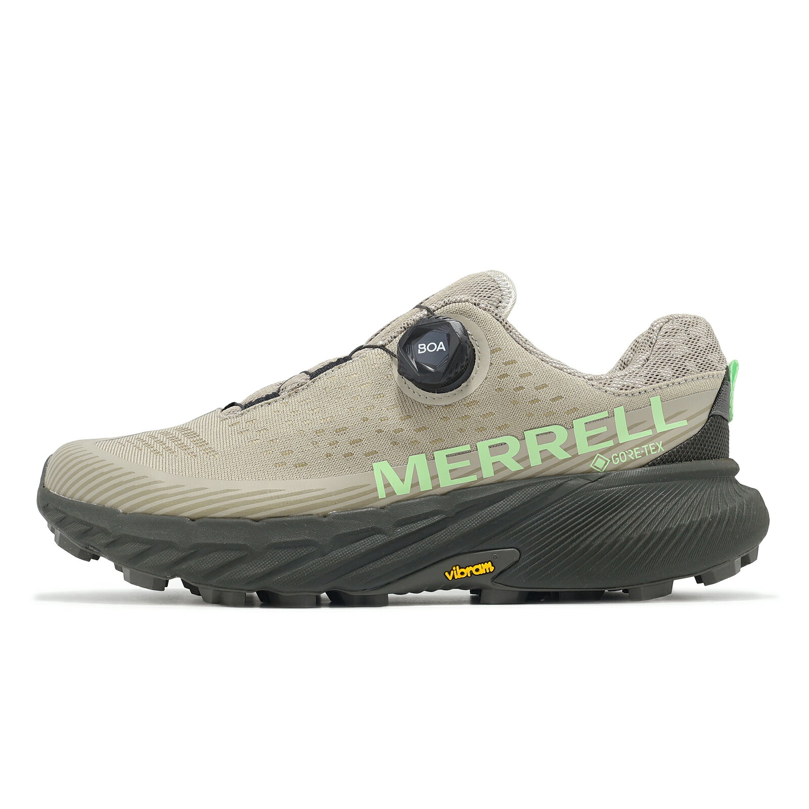 Merrell 越野跑鞋 Agility Peak 5 Boa GTX 男鞋 米白 綠 防水 旋鈕 橡膠大底 戶外 ML068277