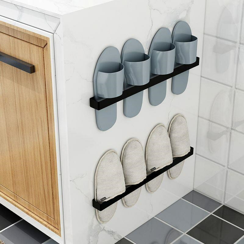 浴室拖鞋架免打孔衛生間墻壁掛式廁所收納神器置物架瀝水免釘防水