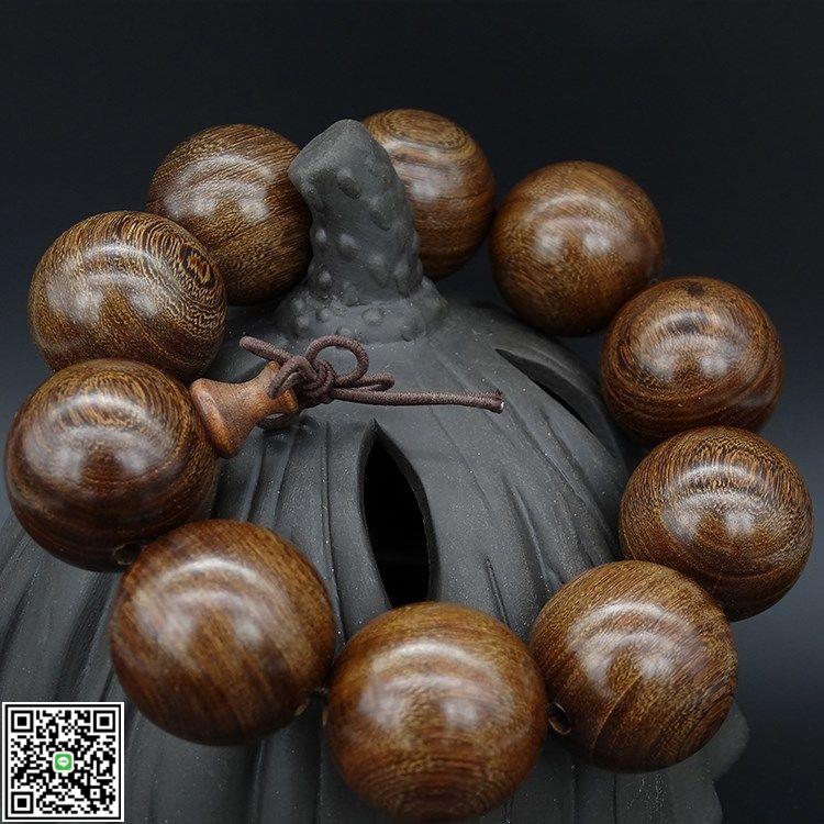 天然金絲檀木佛珠25mm檀木手串正品紅木 念珠手串手鏈 男女款手鏈-UM.有米家居