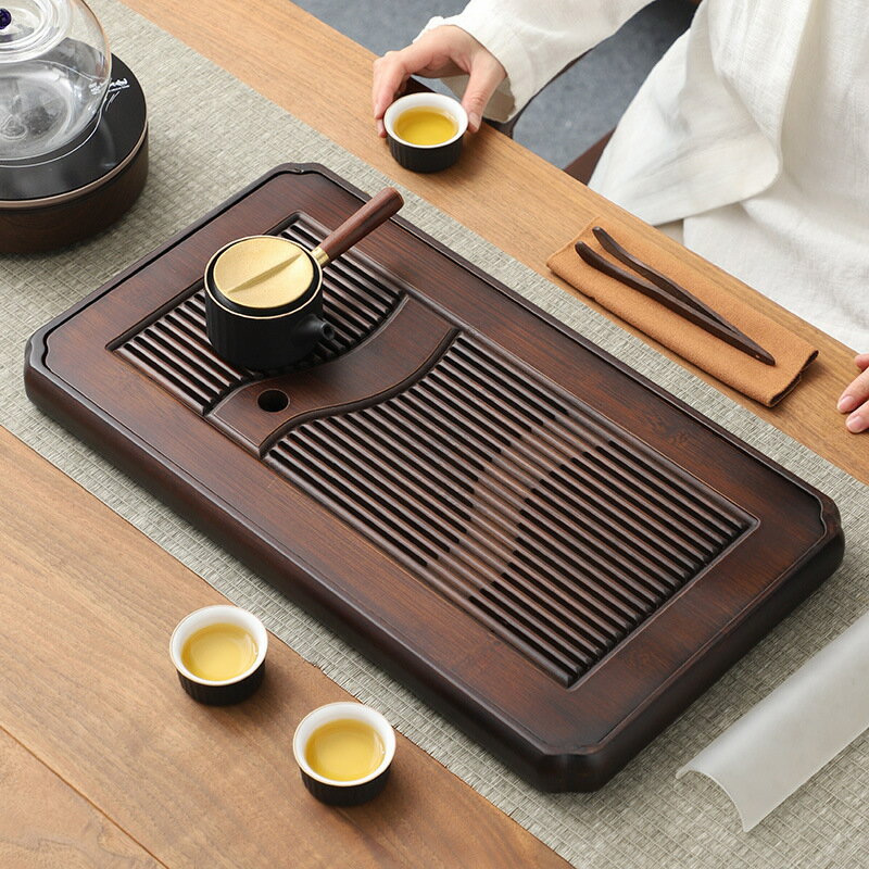 快速出貨 附發票 茶盤家用託盤排蓄水功夫茶具2024新款茶海桌竹實木瀝水幹泡小茶臺