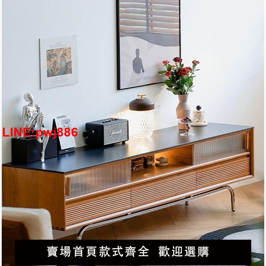 {臺灣公司 可開發票}北歐實木電視機櫃小戶型櫻桃木墻櫃儲物櫃日式風格茶幾電視櫃組合