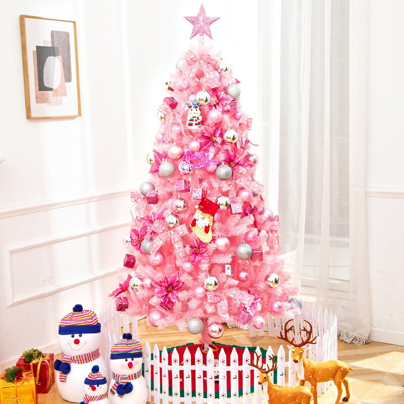 耶誕節網紅ins粉色擺件套餐1.2米1.5米1.8商場櫥窗家用裝飾耶誕樹 加密樹枝節慶裝飾聖誕樹套餐 聖誕帽聖誕節裝飾品