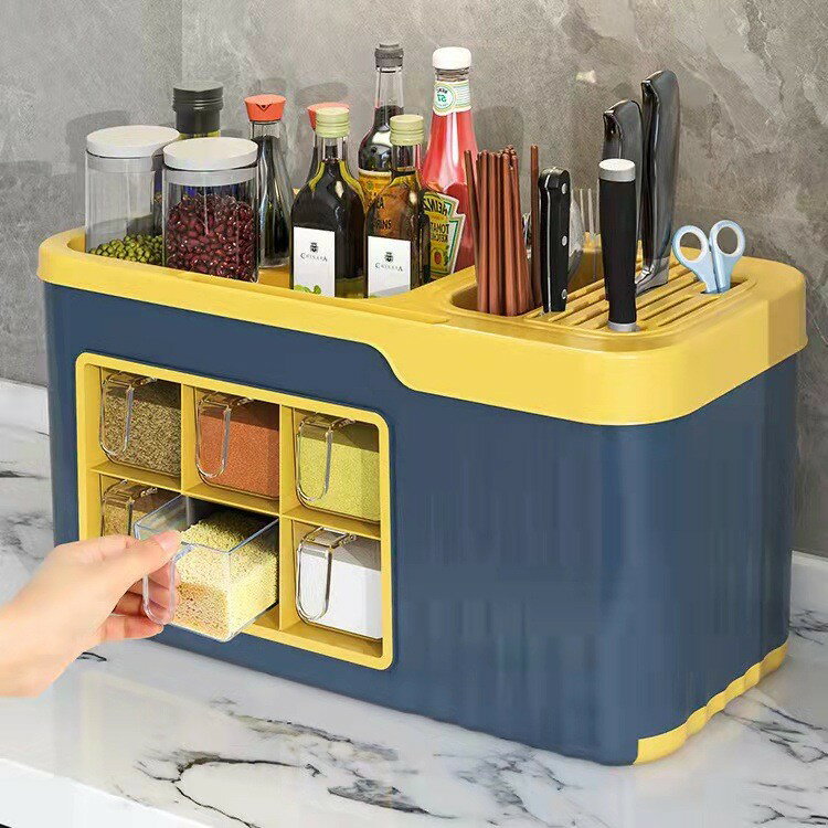 收納架 廚房調料置物架調料盒家用套裝刀架多功能置物架調味罐廚房收納盒