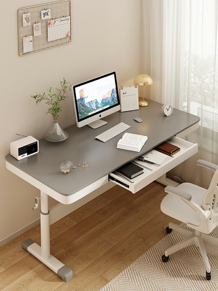 電腦桌 電腦桌家用升降桌學生書桌辦公桌簡約現代寫字桌簡易出租屋電競桌-快速出貨