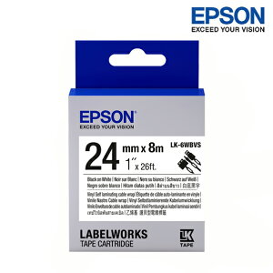 EPSON LK-6WBVS 白底黑字 標籤帶 線材標籤系列 (寬度24mm) 標籤貼紙 S656419