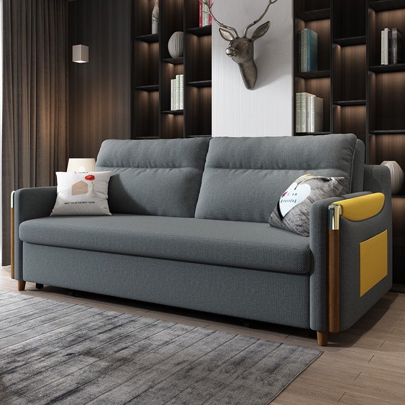 實木沙發床北歐折疊可儲物坐臥兩用客廳布藝網紅小戶型1.8多功能