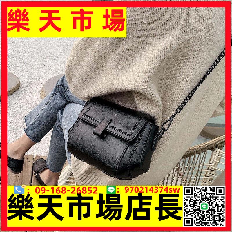 潮牌真皮包包女2023新款韓版時尚簡約單肩斜挎包百搭鏈條女士小包