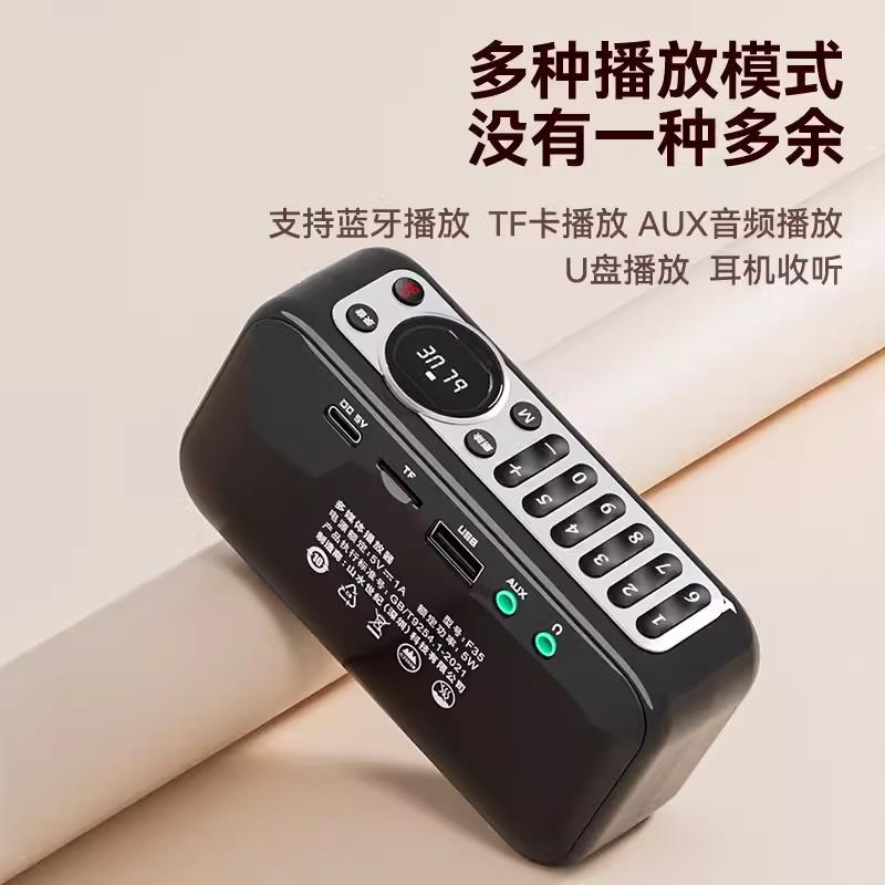 山水F35便攜式FM收音機音箱高音質U盤插卡老人晨練音響重低音