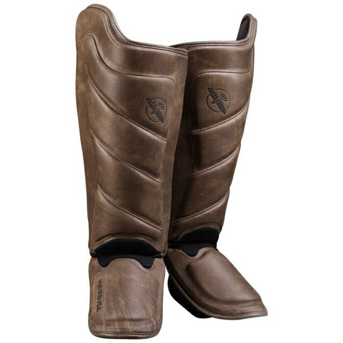 『VENUM旗艦館』L  HAYABUSA ~散打MMA皮革護腳脛~ ShinGuards - 復古色