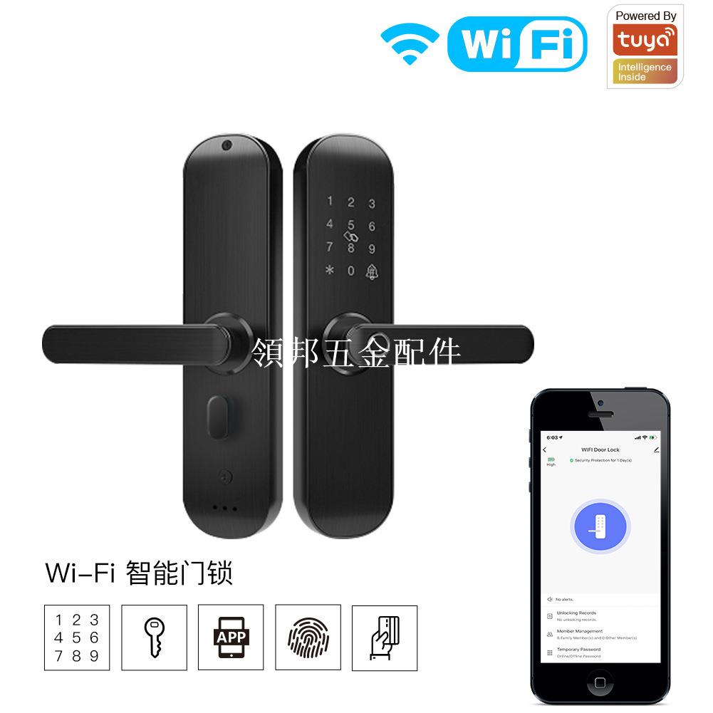 【領邦五金配件】wifi涂鴉智能家居防盜門鎖app定時語音遙控安防指紋鎖智能門鎖