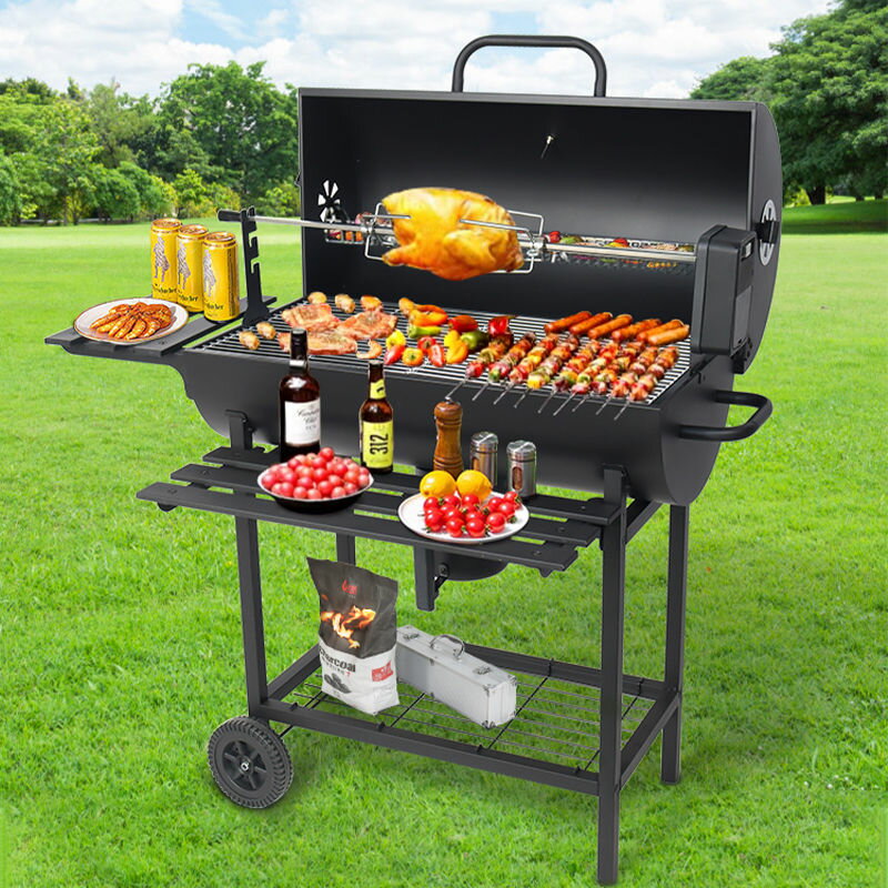 開發票 烤肉燈具 爐具 弘軒戶外大型燒烤爐烤架美式BBQ家用烤肉爐別墅庭院木炭燜烤爐子