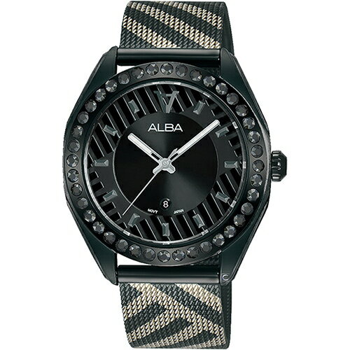 ALBA 雅柏錶 限量東京街頭潮流女錶 VJ22-X336SD(AH7W69X1)-36mm-黑麵米藍帶【刷卡回饋 分期0利率】【APP下單點數13倍送】