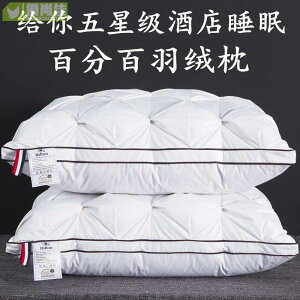 出口羽絨枕100%白鵝絨枕芯五星級酒店鵝毛枕頭單人保健枕送枕套隨機顏色