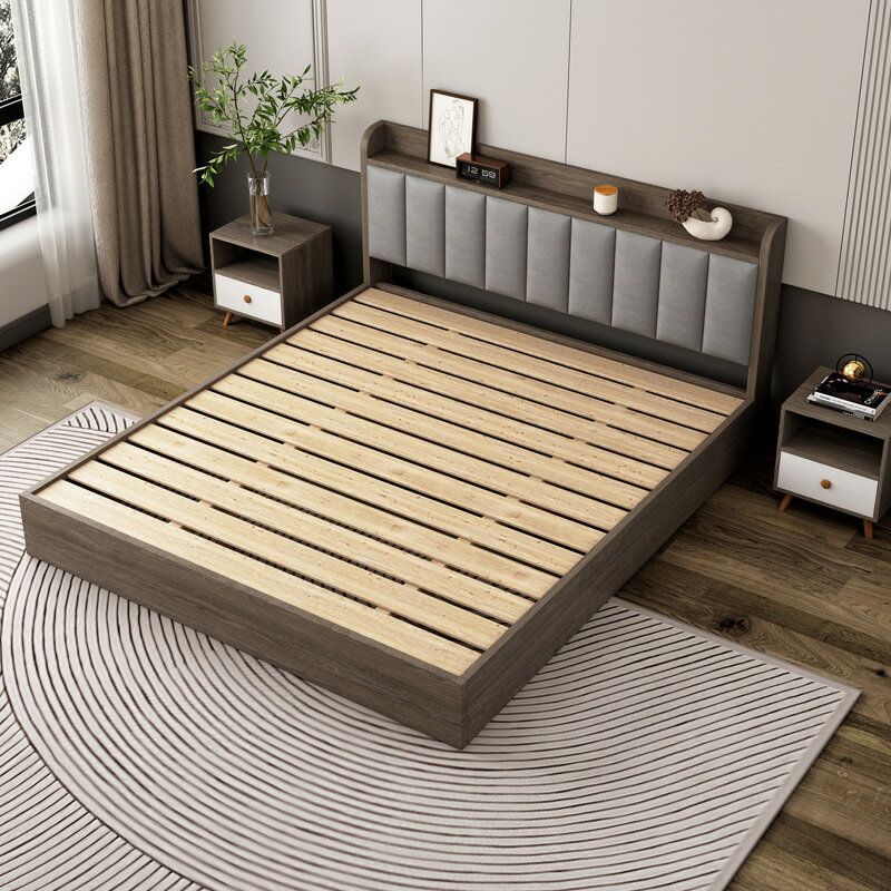 床現代簡約實木輕奢床1.8米主臥雙人床1.5米臥室經濟榻榻米軟包床