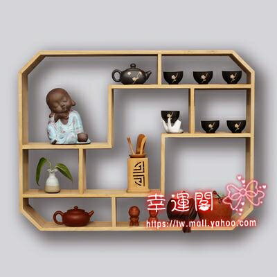 壁掛茶具架 實木中式壁掛牆上茶具架隔斷置物架客廳裝飾小多寶閣古董架T