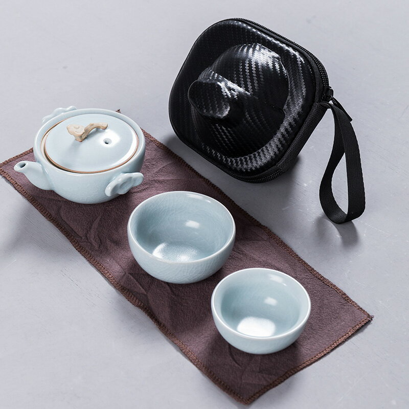 快客杯一壺兩杯旅行茶具套裝便攜包陶瓷功夫茶具套裝家用小套