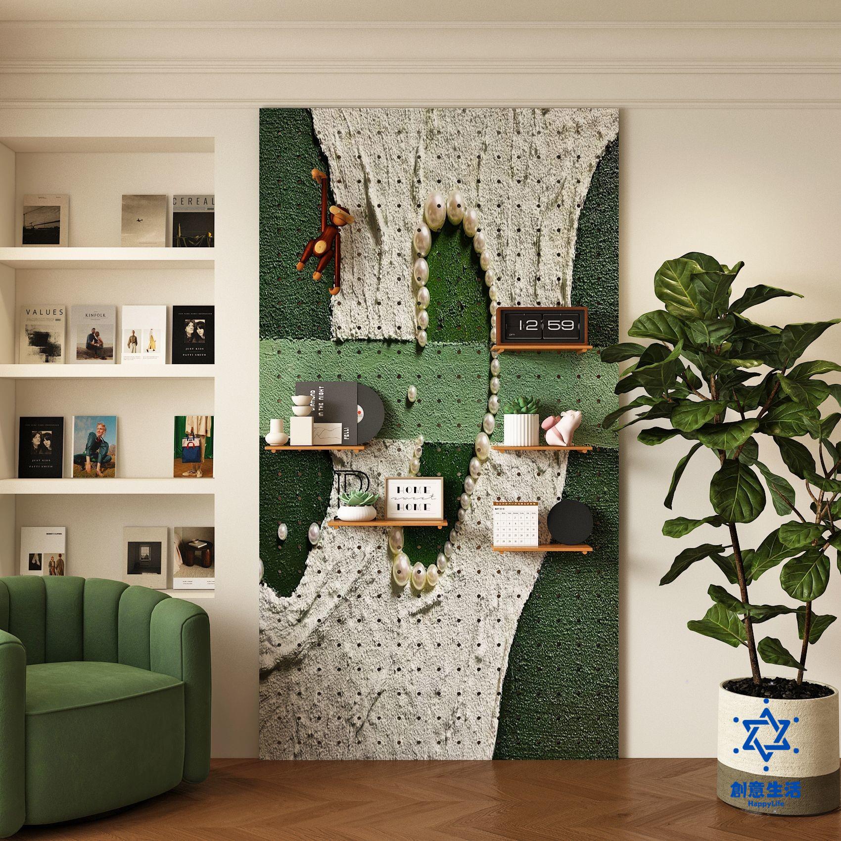 免運/公司貨 定製洞洞板 洞洞板ins森系珍珠入戶門玄關進門置物架 客廳 墻面展示收納架 CYSH03184