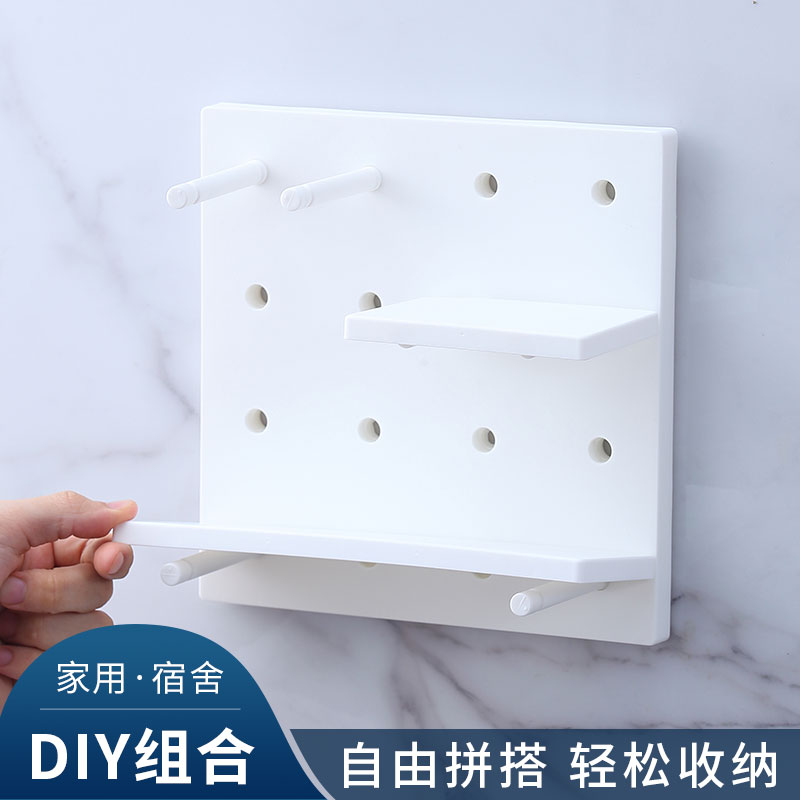 免打孔墻上置物架洞洞板宿舍廚房浴室墻上置物架擱板客廳收納架子