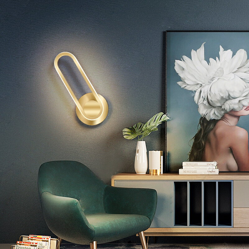 北歐壁燈臥室現代簡約客廳背景墻創意個性酒店LED床頭燈過道燈具