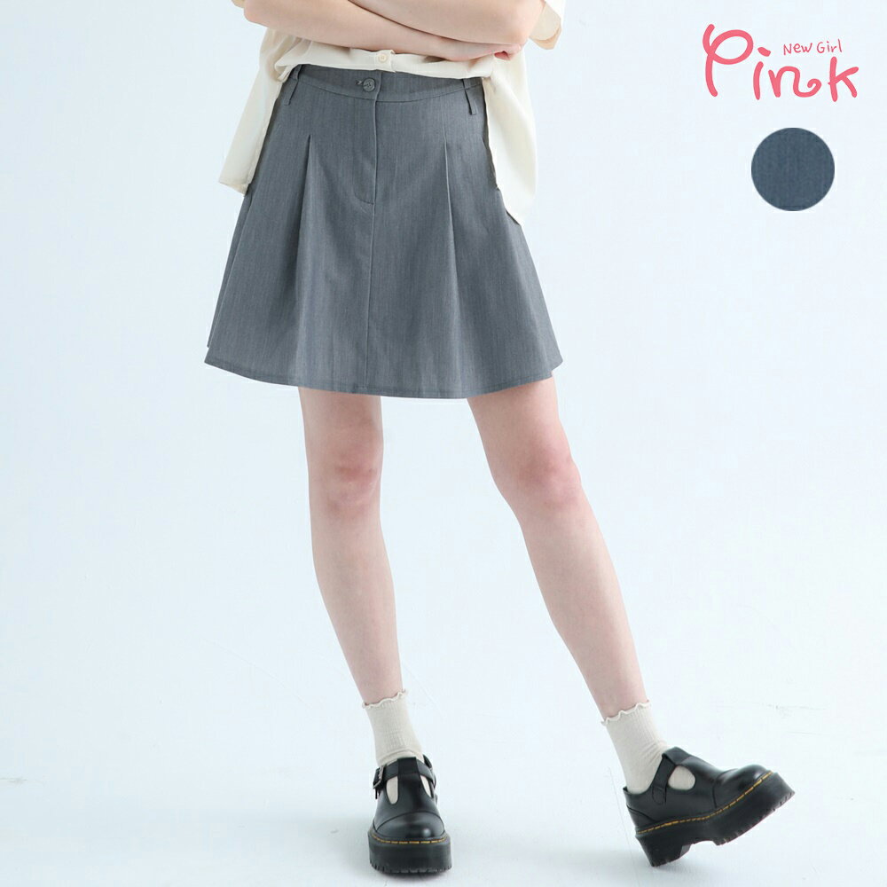 Pink*學院風百褶短裙(2色) X1603MA