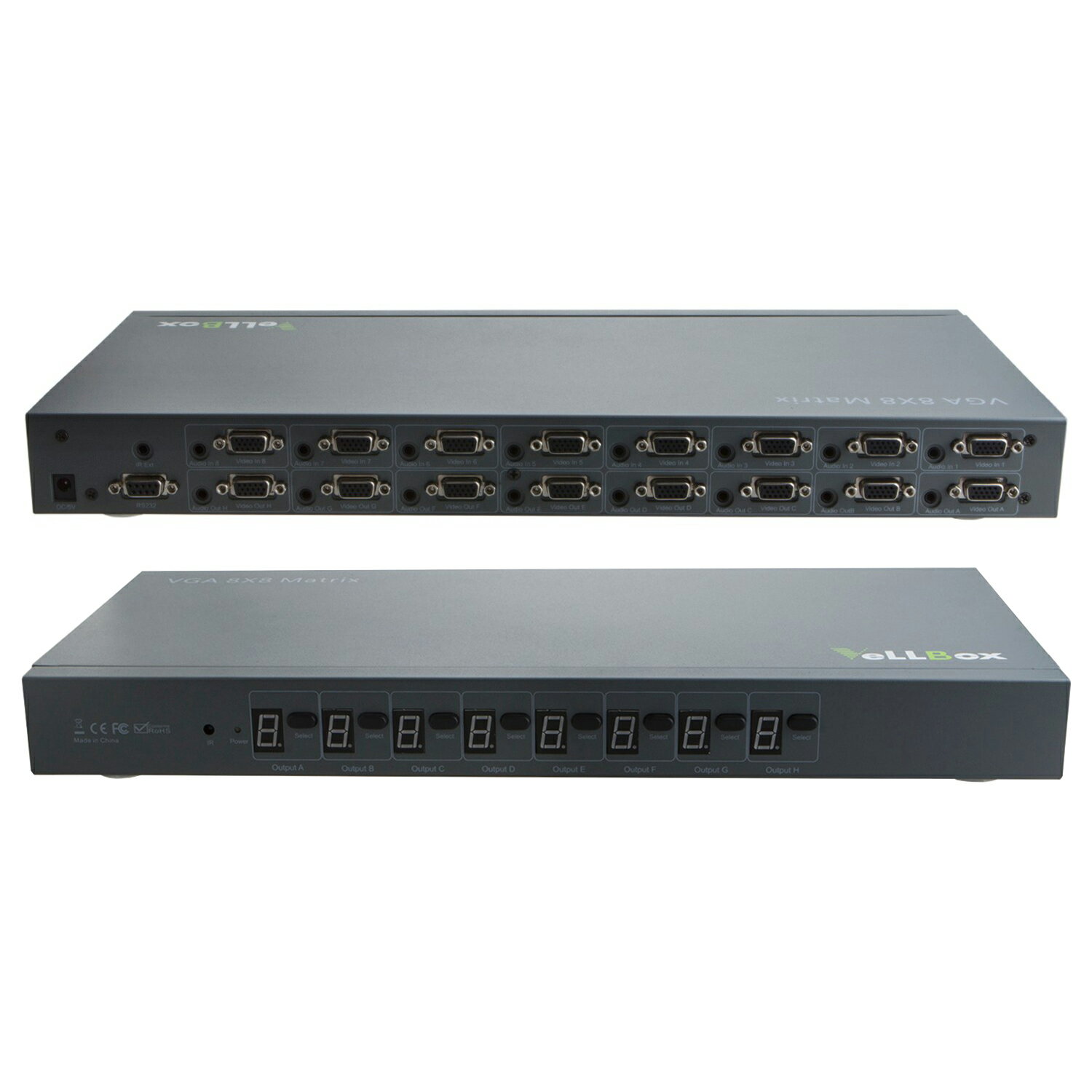 【易控王】VGA 8x8 八進八出矩陣切換分配器 帶音源 遠端遙控 1080P (40-056-01)