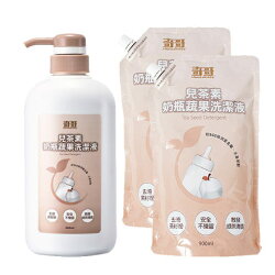 奇哥 兒茶素奶瓶蔬果洗潔液 (680ml)×1瓶 + 補充包(900ml)×2包【悅兒園婦幼生活館】