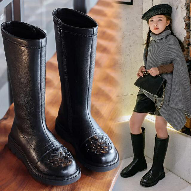 女童靴子2021年冬季新款兒童高筒馬丁靴真皮女孩長靴小皮靴長筒潮 ybRs