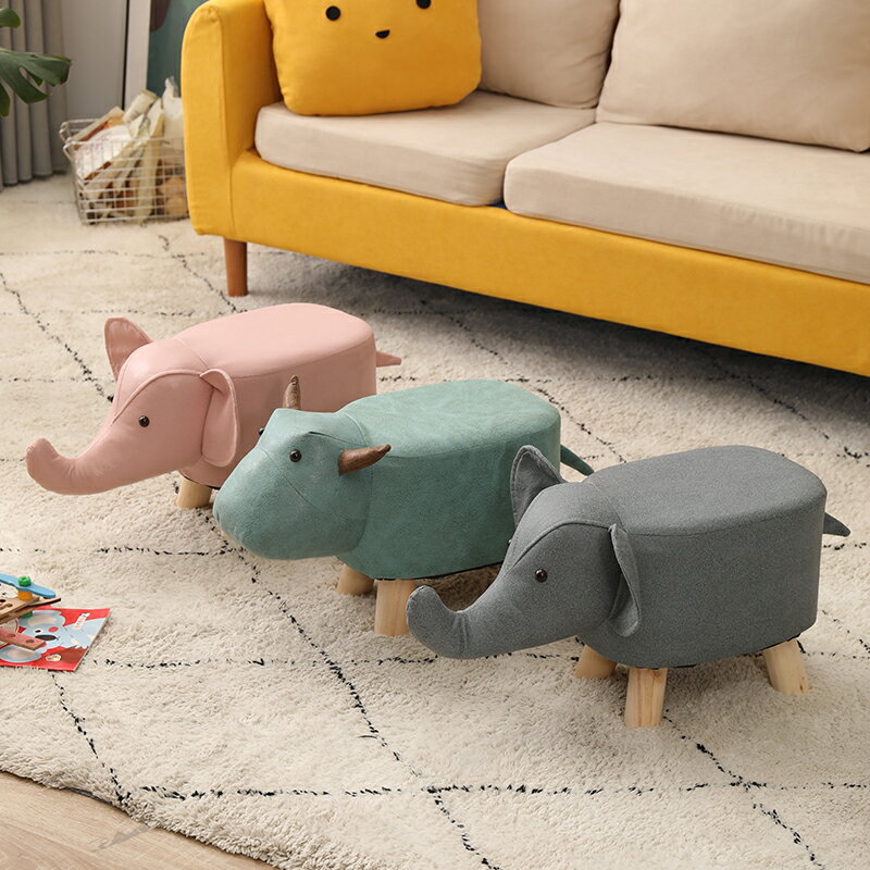 家用門口換鞋凳兒童實木創意動物大象卡通小板凳網紅沙發矮凳懶人