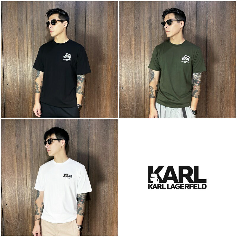 美國百分百【全新真品】Karl Lagerfeld 卡爾老佛爺 T恤 上衣 短袖 logo 短T 三色 CM74