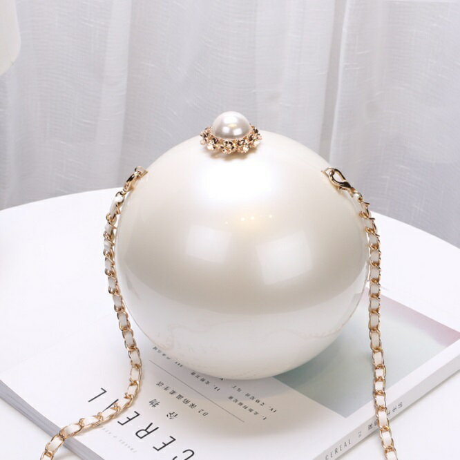 晚宴包珍珠鏈條包-精美圓形硬盒時尚女包包2款73iy1【獨家進口】【米蘭精品】