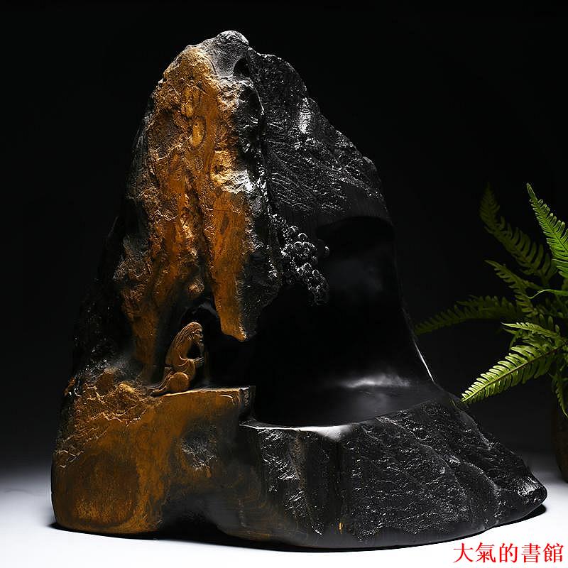 國家非遺歙硯老坑黑龍尾硯臺名師手刻端硯高階文房四寶收藏擺件文房百寶